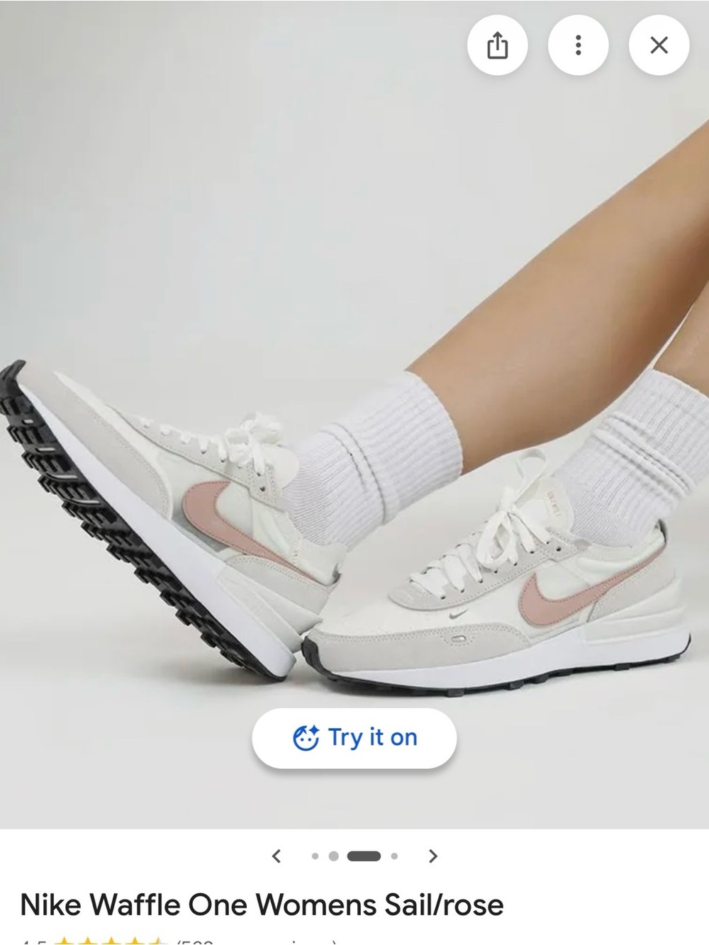 Nike Women's Waffle One Sail with Rose Swoosh - Picture 3 of 7